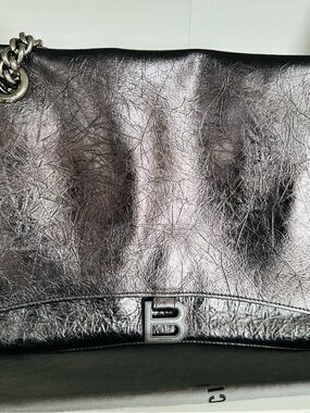 Balenciaga Metallic Black B Logo Shoulder Bag